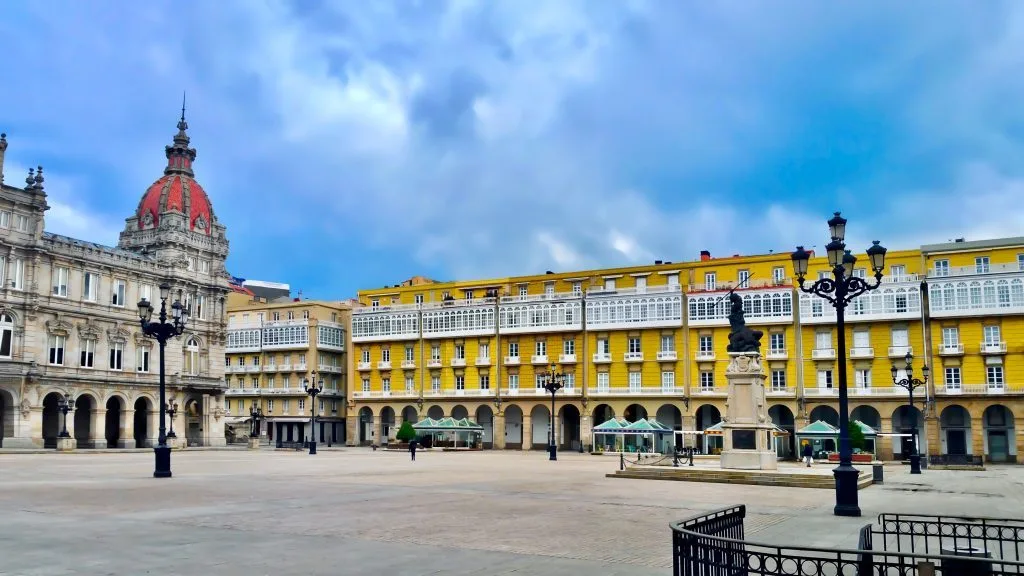 Picturesque historic downtown in A Coruña city, Galicia, Northern Spain